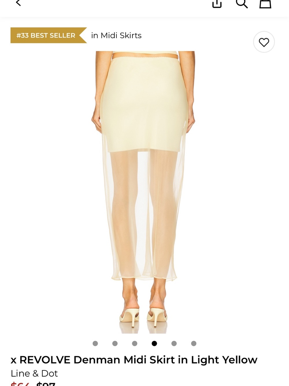 Line & Dot Sheer Light Yellow Midi Skirt